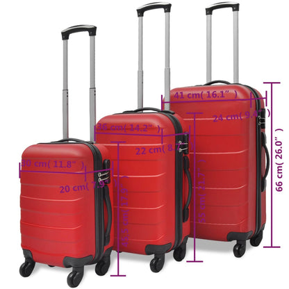 3-tlg. Hartschalenkoffer-Set Rot 45,5/55/66 cm - Pazzar.ch