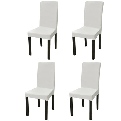 Stretch-Stuhlhussen Gerade 4 Stk. Creme - Pazzar.ch