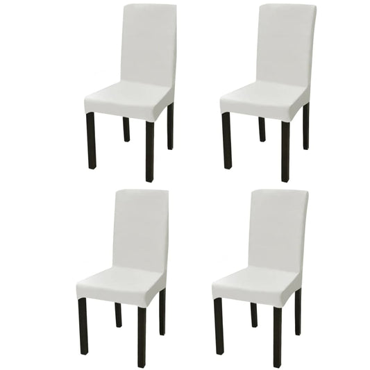 Stretch-Stuhlhussen Gerade 4 Stk. Creme - Pazzar.ch