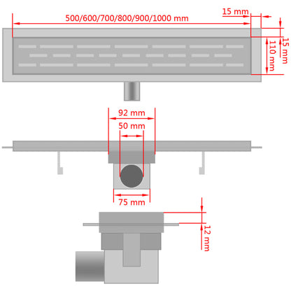 Duschrinne 1030x140 mm Edelstahl Löcher-Design - Pazzar.ch