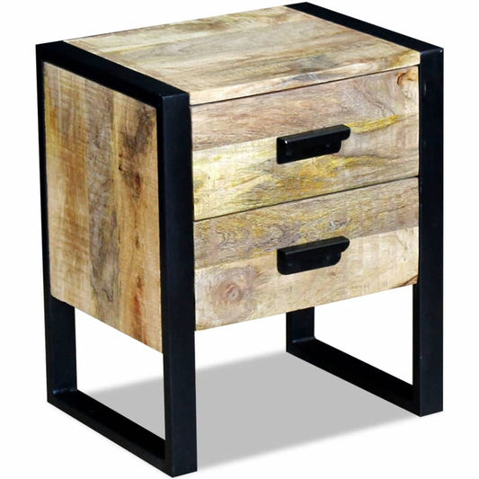 Beistelltisch mit 2 Schubladen Mango Holz 43x33x51 cm - Pazzar.ch