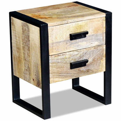 Beistelltisch mit 2 Schubladen Mango Holz 43x33x51 cm - Pazzar.ch
