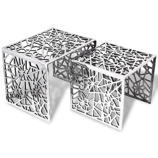 Beistelltische 2 Stk. Quadratisch Silbern Aluminium - Pazzar.ch
