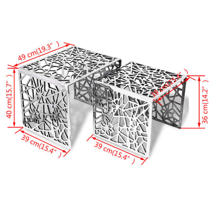 Beistelltische 2 Stk. Quadratisch Silbern Aluminium - Pazzar.ch