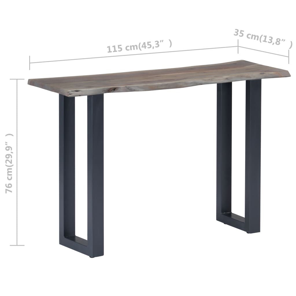 Konsolentisch Grau 115 x 35 x 76 cm Massivholz Akazie und Eisen - Pazzar.ch