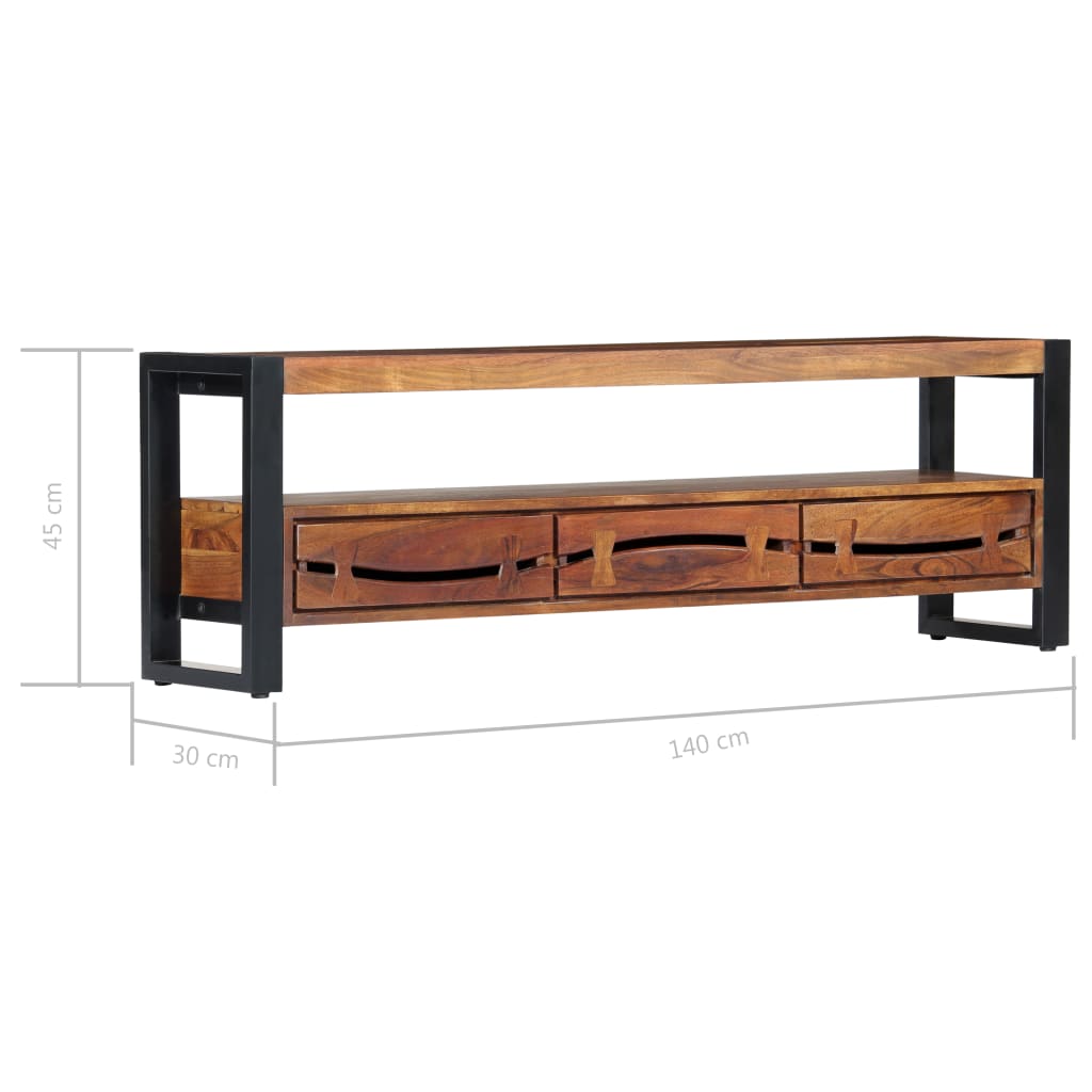 TV-Schrank 140x30x45 cm Massivholz Akazie - Pazzar.ch