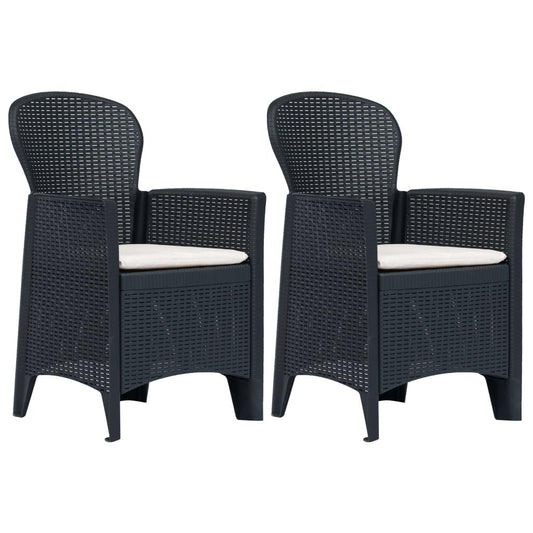 Gartenstühle 2 Stk. mit Kissen Anthrazit Kunststoff Rattan-Optik - Pazzar.ch