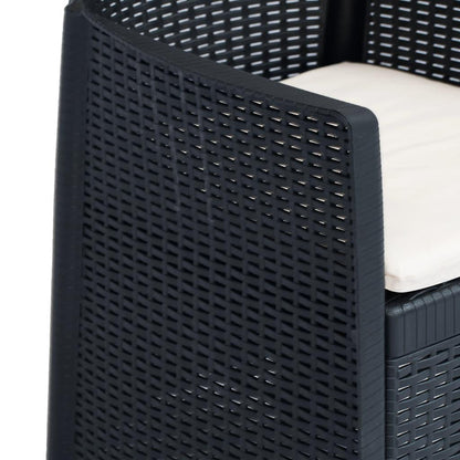 Gartenstühle 2 Stk. mit Kissen Anthrazit Kunststoff Rattan-Optik - Pazzar.ch