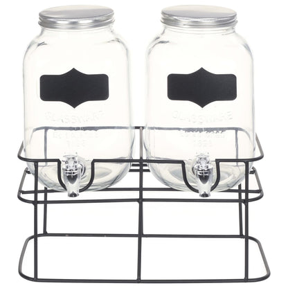 Getränkespender 2 Stk. mit Ständer 2 x 4 L Glas - Pazzar.ch
