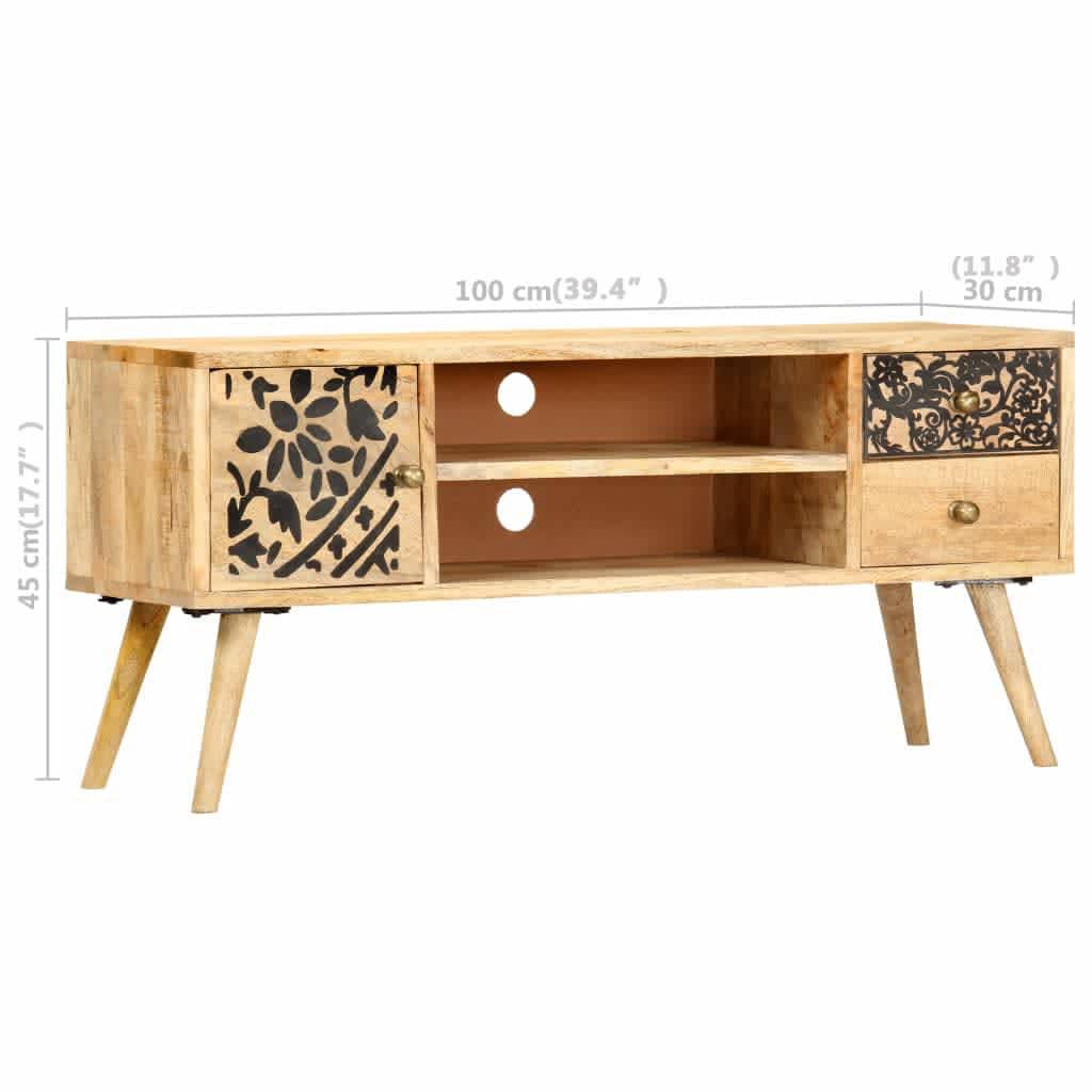 TV-Schrank 100 x 30 x 45 cm Massivholz Mango - Pazzar.ch