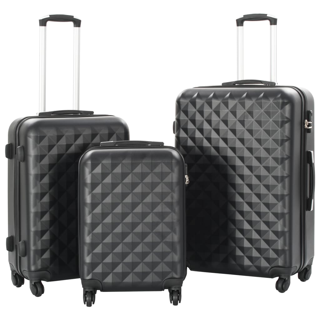 Hartschalen-Trolley-Set 3 Stk. Schwarz ABS - Pazzar.ch