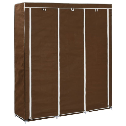 Kleiderschrank mit Fächern und Stangen Braun 150x45x175cm Stoff - Pazzar.ch