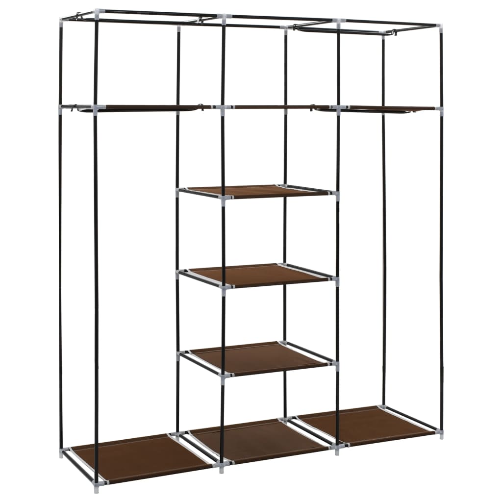 Kleiderschrank mit Fächern und Stangen Braun 150x45x175cm Stoff - Pazzar.ch