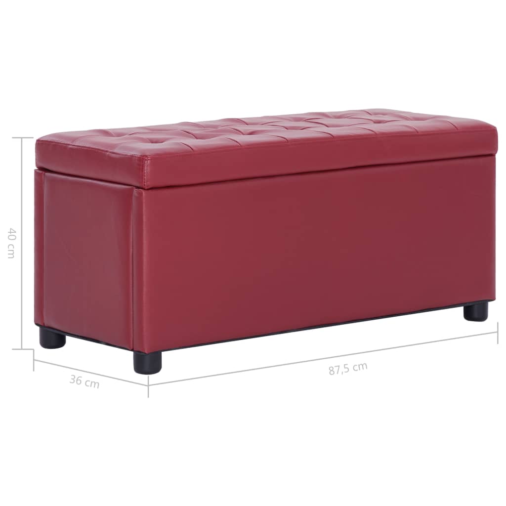 Ottoman mit Stauraum 87,5 cm Weinrot Kunstleder - Pazzar.ch