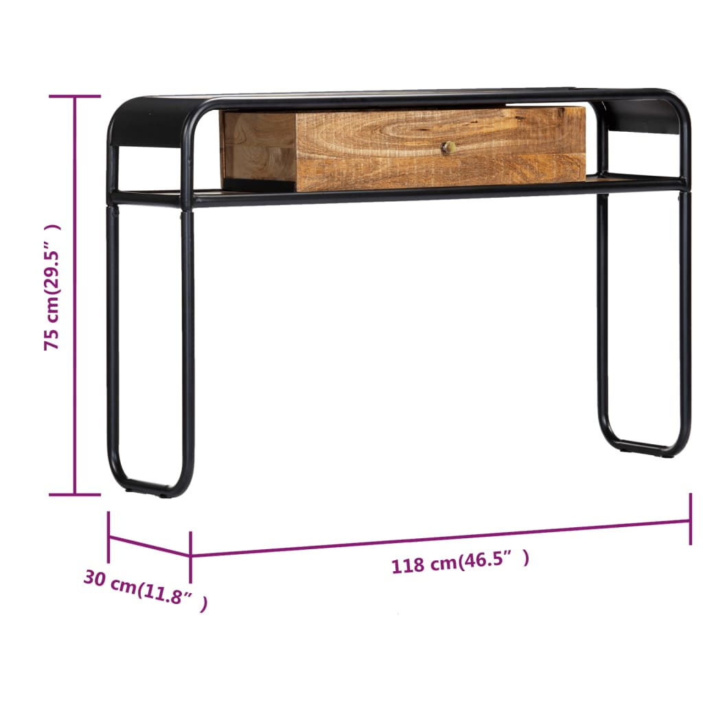 Konsolentisch 118 x 30 x 75 cm Massivholz Mango - Pazzar.ch