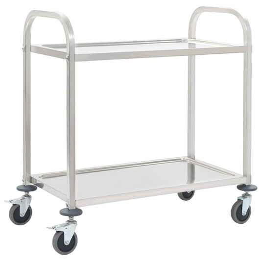 2-Stufiger Servierwagen 96,5 x 55 x 90 cm Edelstahl - Pazzar.ch