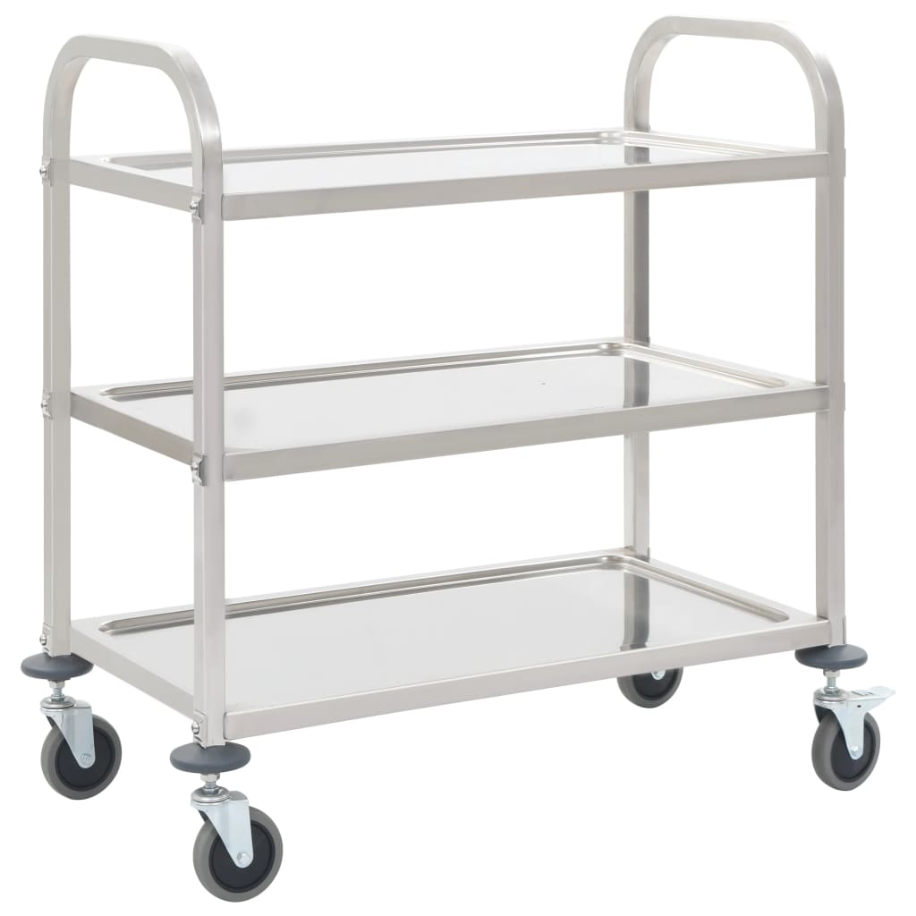 3-Stufiger Servierwagen 96,5 x 55 x 90 cm Edelstahl - Pazzar.ch