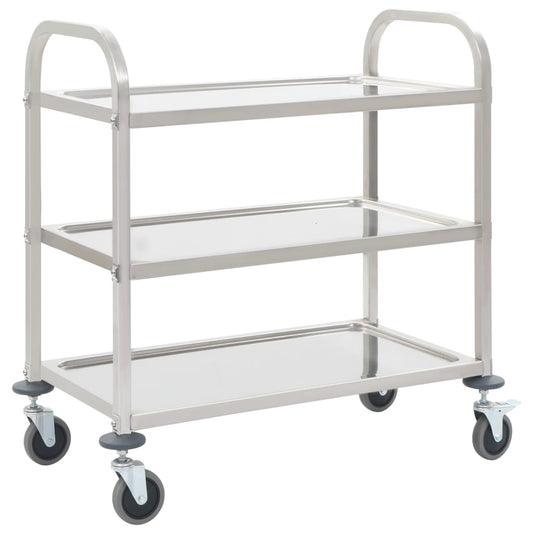 3-Stufiger Servierwagen 96,5 x 55 x 90 cm Edelstahl - Pazzar.ch