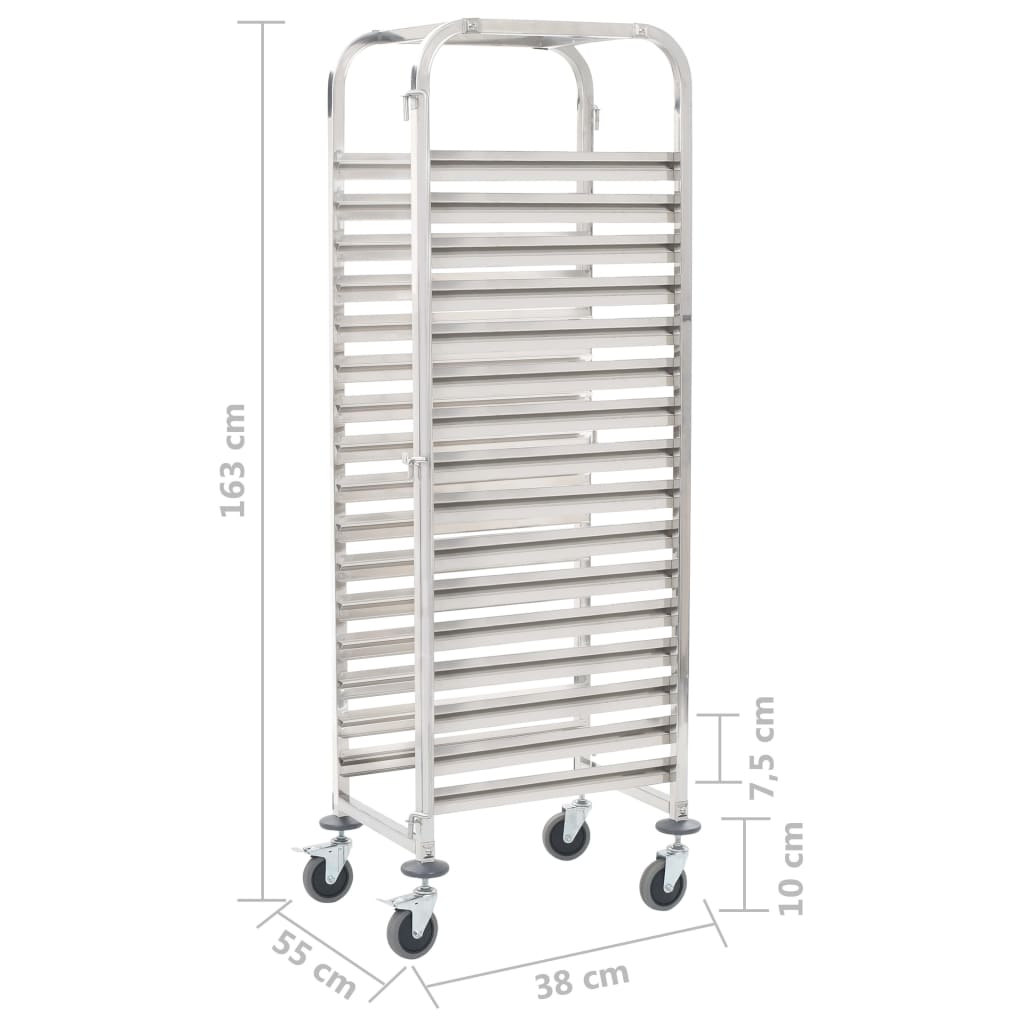 Tablettwagen für 16 Tabletts 38x55x163 cm Edelstahl - Pazzar.ch