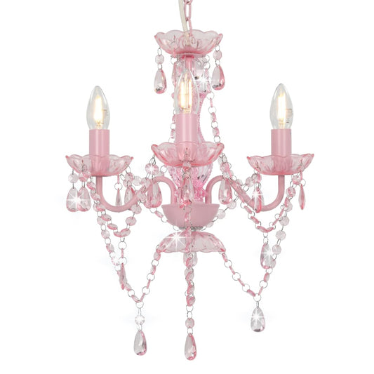 Kronleuchter mit Perlen Rosa Rund 3×E14 - Pazzar.ch