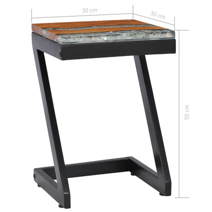 Couchtisch 30 x 30 x 50 cm Massivholz Teak und Polyresin - Pazzar.ch