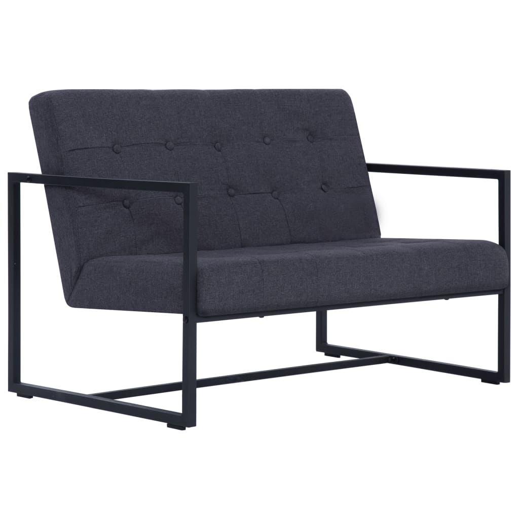 2-Sitzer-Sofa mit Armlehnen Dunkelgrau Stahl und Stoff - Pazzar.ch