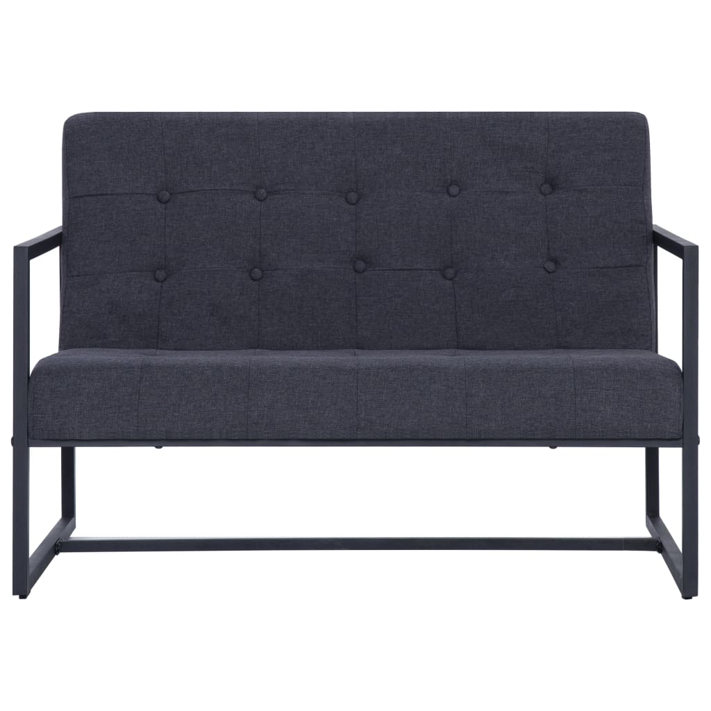 2-Sitzer-Sofa mit Armlehnen Dunkelgrau Stahl und Stoff - Pazzar.ch