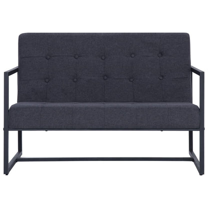 2-Sitzer-Sofa mit Armlehnen Dunkelgrau Stahl und Stoff - Pazzar.ch