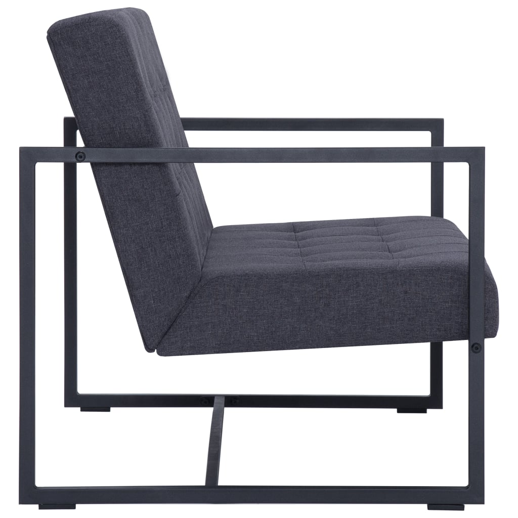 2-Sitzer-Sofa mit Armlehnen Dunkelgrau Stahl und Stoff - Pazzar.ch