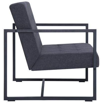 2-Sitzer-Sofa mit Armlehnen Dunkelgrau Stahl und Stoff - Pazzar.ch