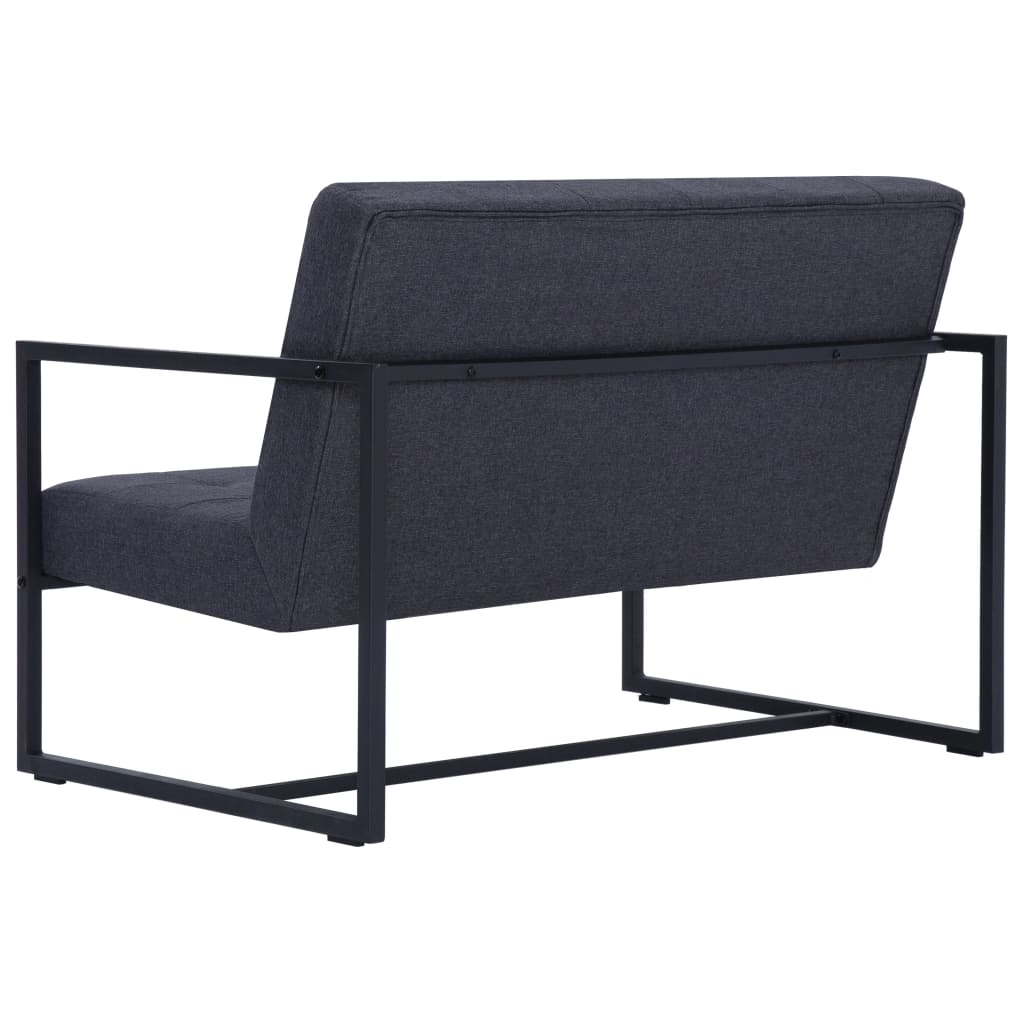 2-Sitzer-Sofa mit Armlehnen Dunkelgrau Stahl und Stoff - Pazzar.ch