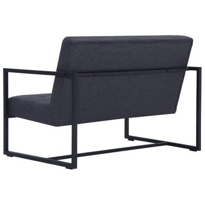 2-Sitzer-Sofa mit Armlehnen Dunkelgrau Stahl und Stoff - Pazzar.ch
