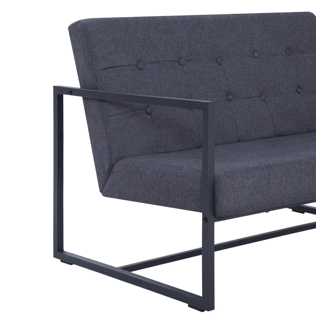2-Sitzer-Sofa mit Armlehnen Dunkelgrau Stahl und Stoff - Pazzar.ch
