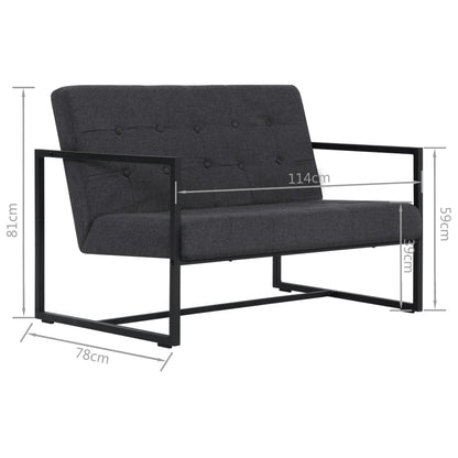 2-Sitzer-Sofa mit Armlehnen Dunkelgrau Stahl und Stoff - Pazzar.ch
