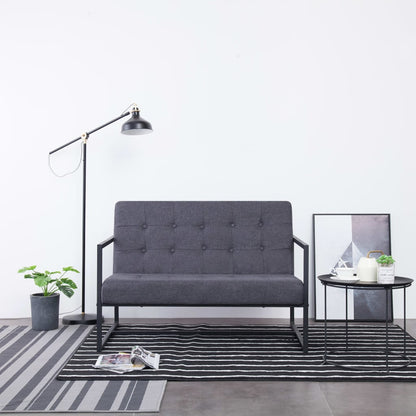 2-Sitzer-Sofa mit Armlehnen Dunkelgrau Stahl und Stoff - Pazzar.ch
