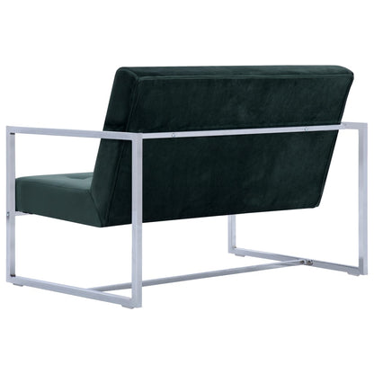 2-Sitzer-Sofa mit Armlehnen Dunkelgrün Chrom und Samt - Pazzar.ch