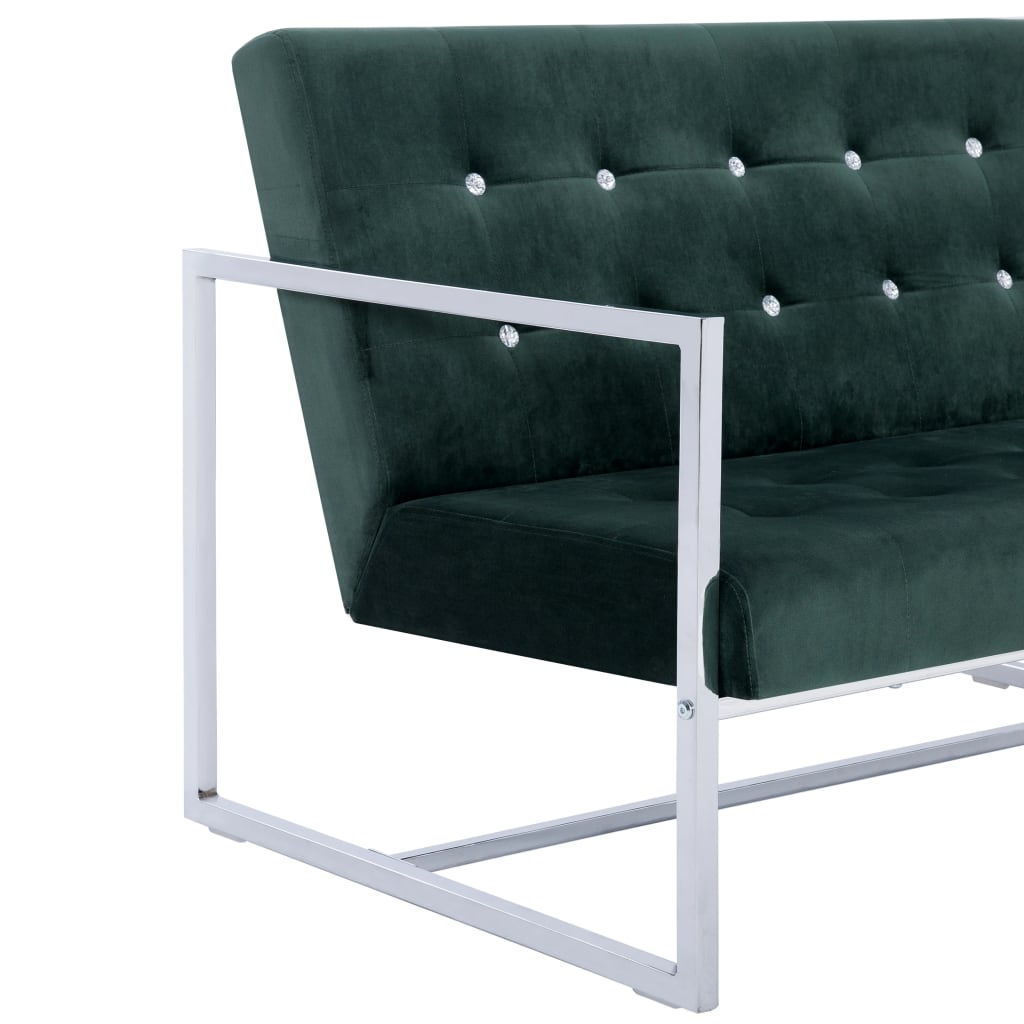 2-Sitzer-Sofa mit Armlehnen Dunkelgrün Chrom und Samt - Pazzar.ch