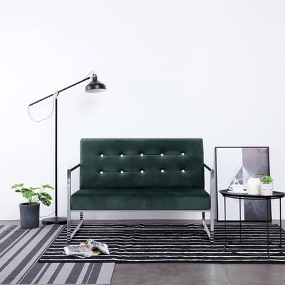 2-Sitzer-Sofa mit Armlehnen Dunkelgrün Chrom und Samt - Pazzar.ch