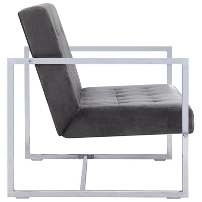 2-Sitzer-Sofa mit Armlehnen Dunkelgrau Chrom und Samt - Pazzar.ch
