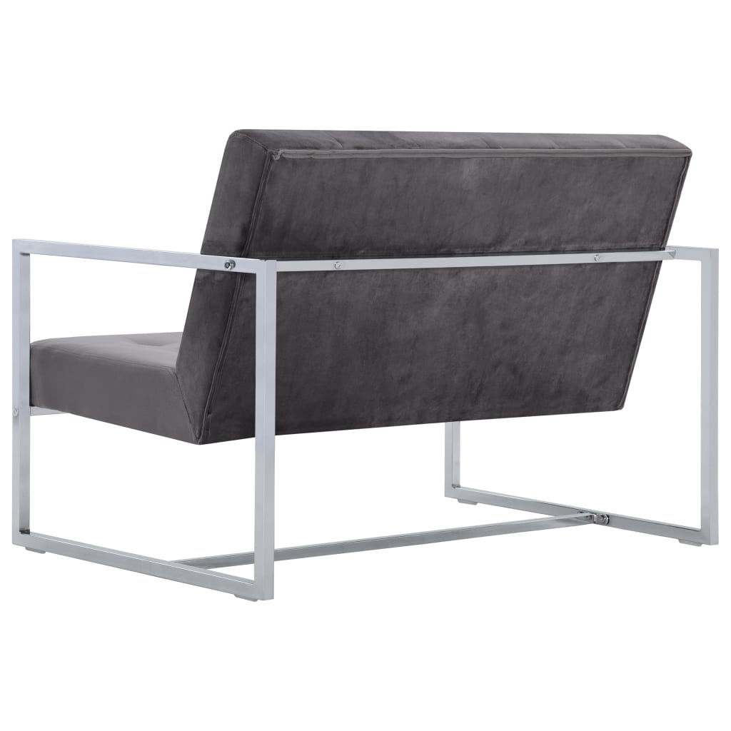 2-Sitzer-Sofa mit Armlehnen Dunkelgrau Chrom und Samt - Pazzar.ch