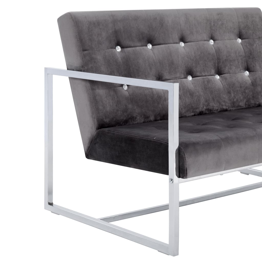 2-Sitzer-Sofa mit Armlehnen Dunkelgrau Chrom und Samt - Pazzar.ch