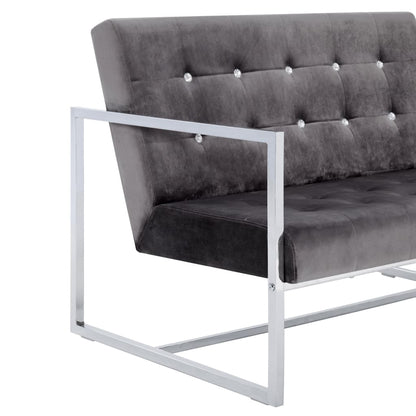 2-Sitzer-Sofa mit Armlehnen Dunkelgrau Chrom und Samt - Pazzar.ch