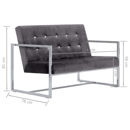2-Sitzer-Sofa mit Armlehnen Dunkelgrau Chrom und Samt - Pazzar.ch