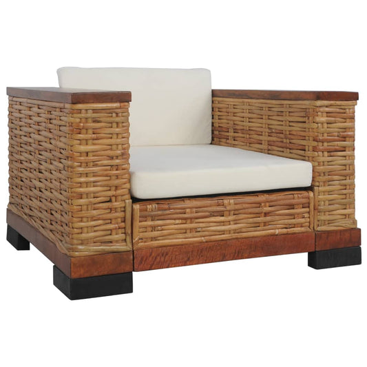Sessel mit Auflagen Braun Natur Rattan - Pazzar.ch