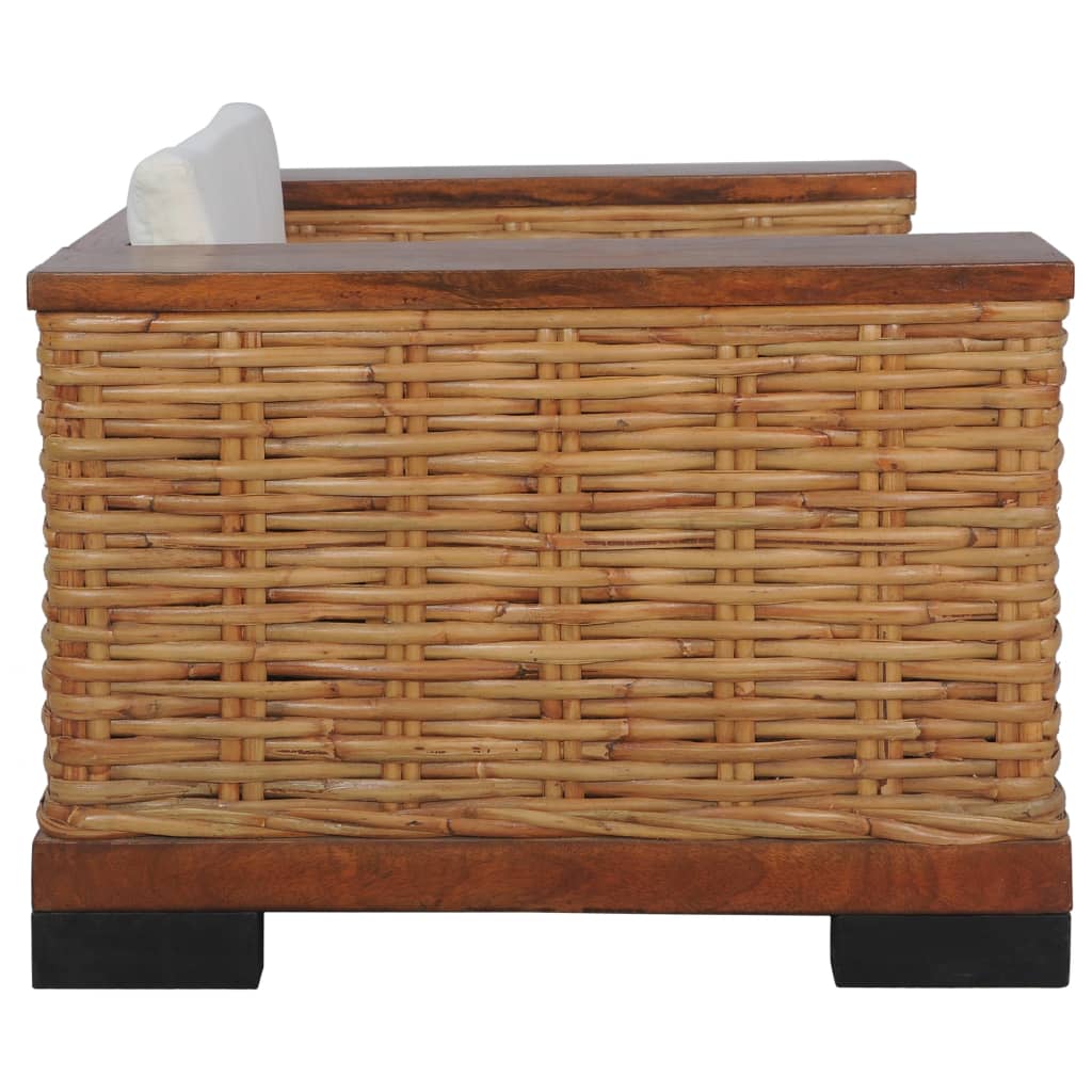 Sessel mit Auflagen Braun Natur Rattan - Pazzar.ch