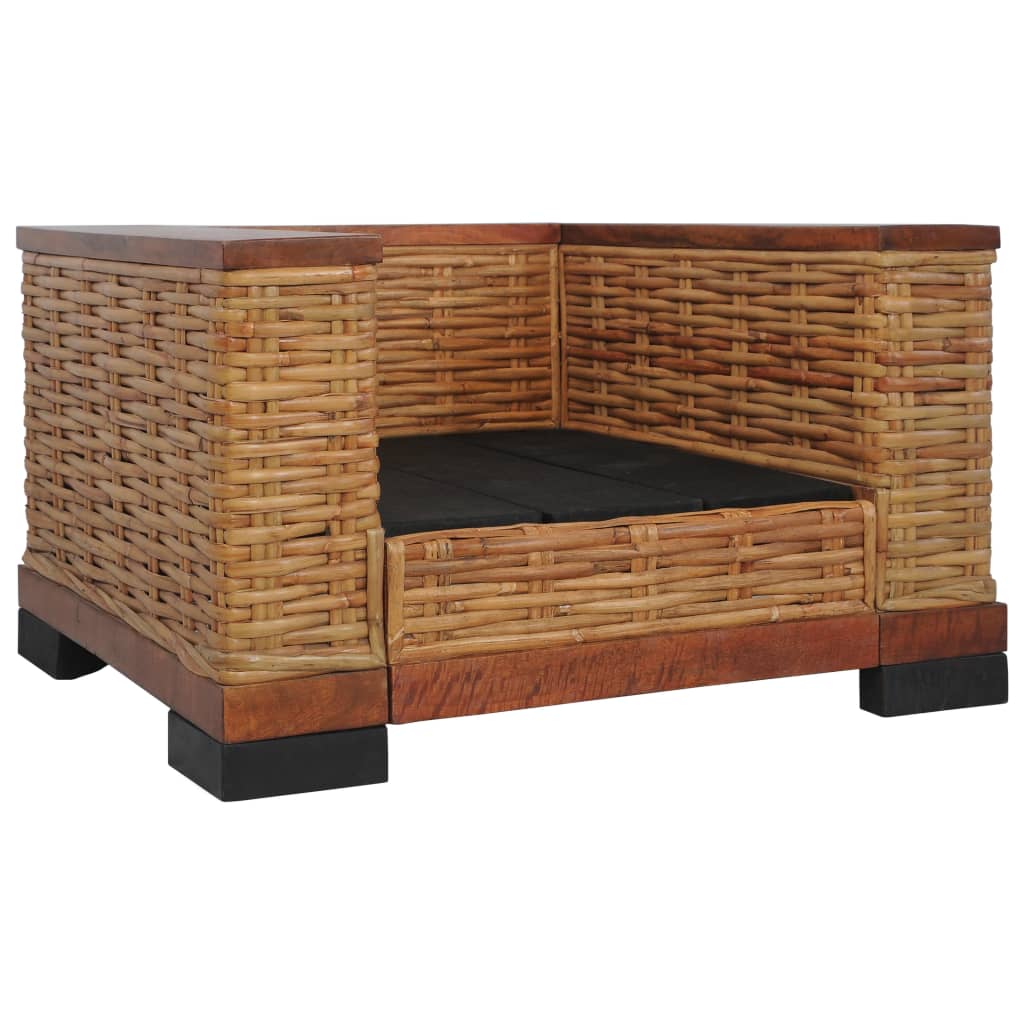 Sessel mit Auflagen Braun Natur Rattan - Pazzar.ch