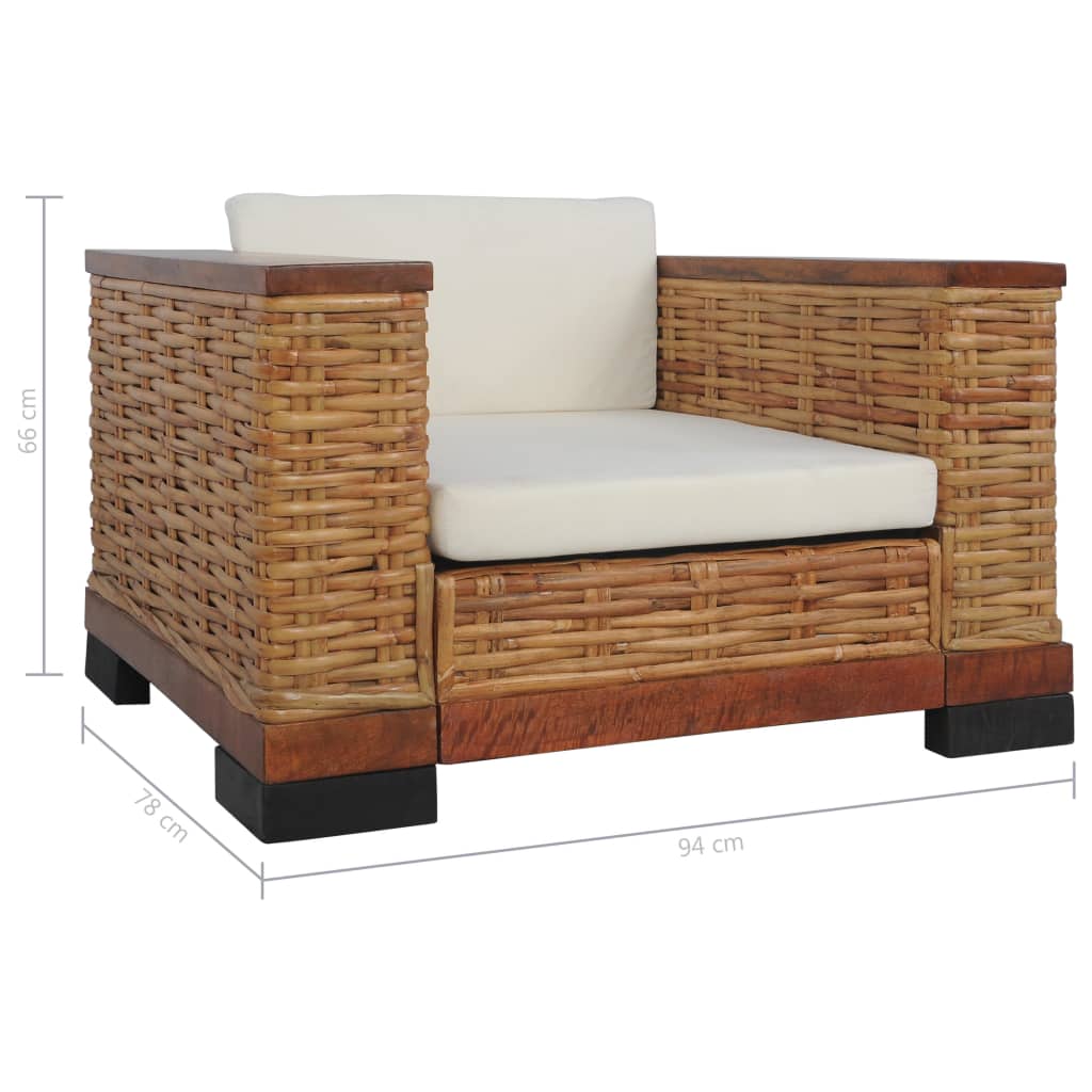 Sessel mit Auflagen Braun Natur Rattan - Pazzar.ch