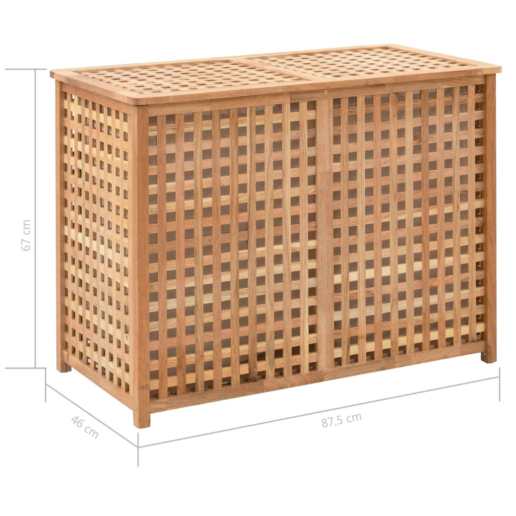 Wäschekorb 87,5x46x67 cm Massivholz Walnussholz - Pazzar.ch