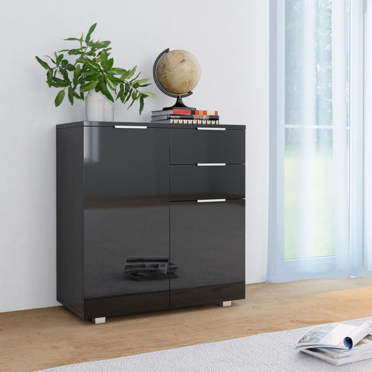 Sideboard Hochglanz-Schwarz 71x35x80 cm Holzwerkstoff - Pazzar.ch