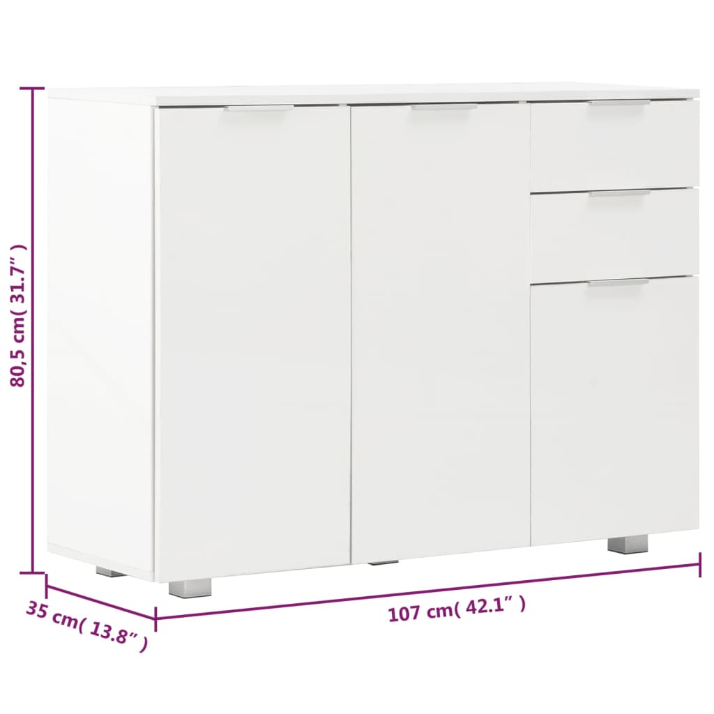 Sideboard Hochglanz-Weiß 107x35x80,5 cm - Pazzar.ch
